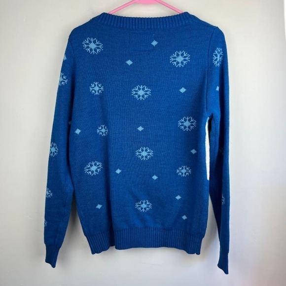 Tipsy Elves Narwhal Penguin Blue Ugly Mistle Toe Christmas Sweater size Medium - Picture 6 of 9
